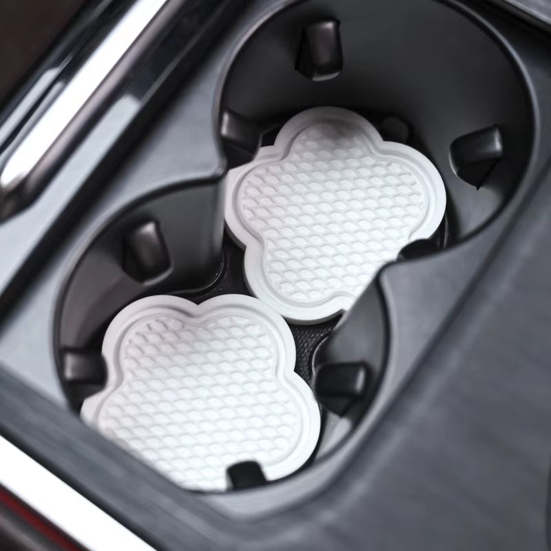 2PCS Car Cup Coaster Flower Shaped Silicone Waterproof Non-Slip Sift-Proof Spill Saucer Car Interior Accessories