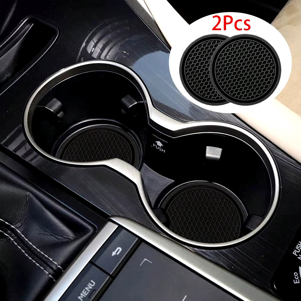 2Pcs Car Cup Holder Anti-Slip Coasters Premium PVC Car Coasters Universal Fits Perfectly for Most Cup Car Interior Accessories